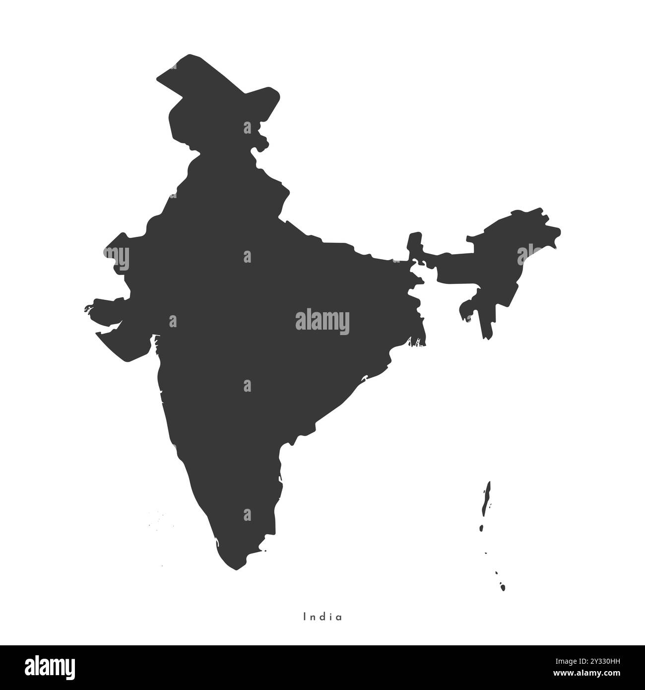 Vektor isoliertes vereinfachtes Illustrationssymbol mit schwarzer Silhouette der Indien-Karte. Weißer Hintergrund Stock Vektor