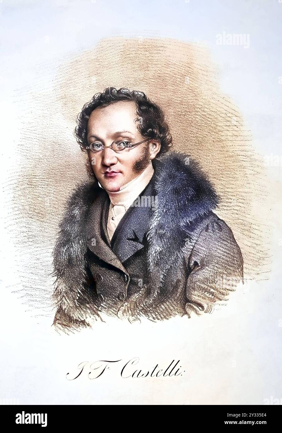 Ignaz Franz Castelli 1781-1862, österreichischer Schriftsteller und Dichter, historisch, digital restaurierte Reproduktion von einer Vorlage aus dem 19. Jahrhundert, Rec Stockfoto