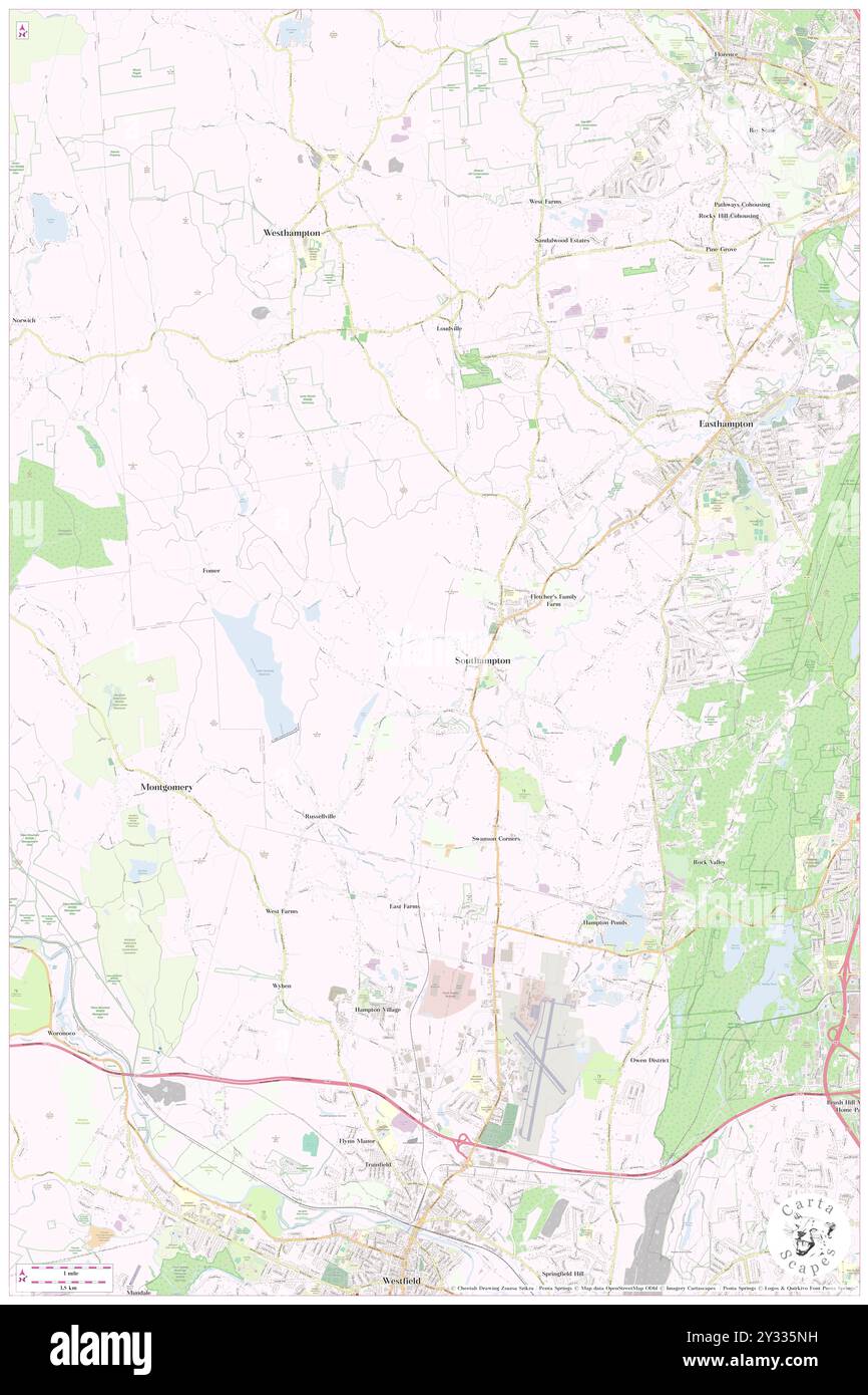 Southampton, Hampshire County, USA, USA, Massachusetts, n 42 13' 45'', S 72 43' 48'', Karte, Cartascapes Map, veröffentlicht 2024. Erkunden Sie Cartascapes, eine Karte, die die vielfältigen Landschaften, Kulturen und Ökosysteme der Erde enthüllt. Reisen Sie durch Zeit und Raum und entdecken Sie die Verflechtungen der Vergangenheit, Gegenwart und Zukunft unseres Planeten. Stockfoto