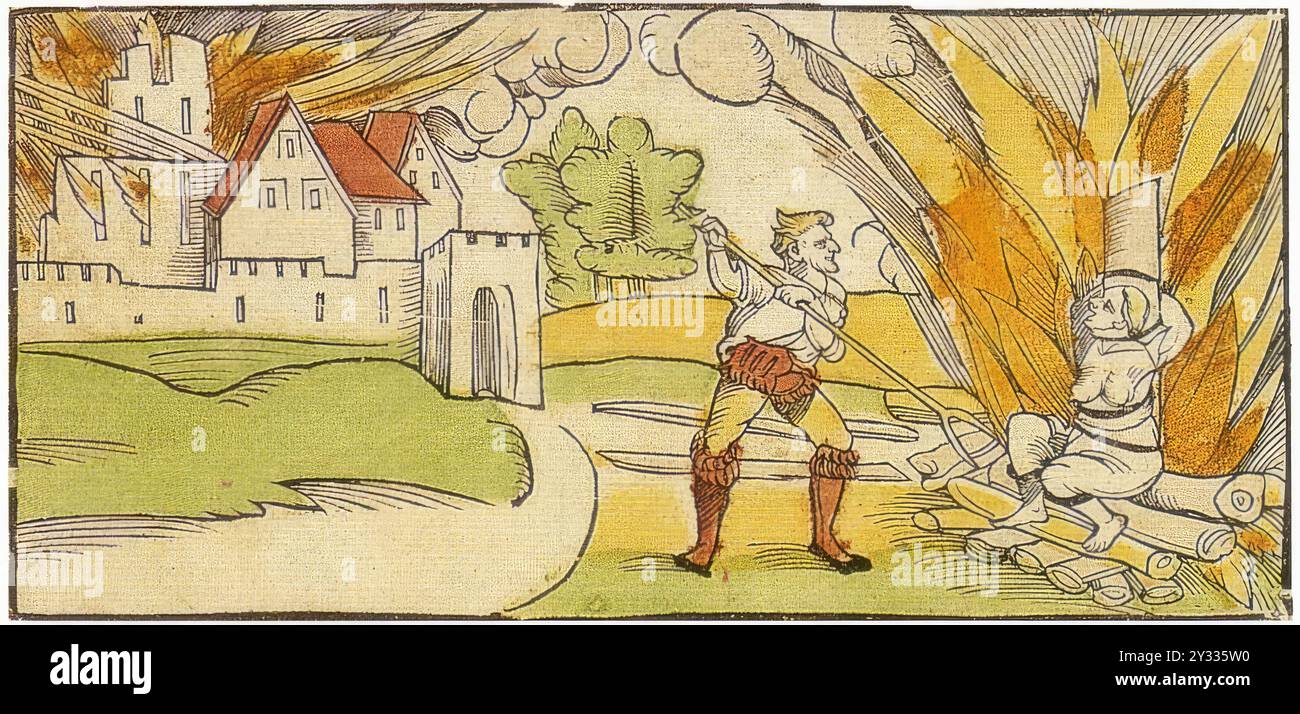 Faltblatt über die Verbrennung einer vermeintlichen Hexe, die 1531 die