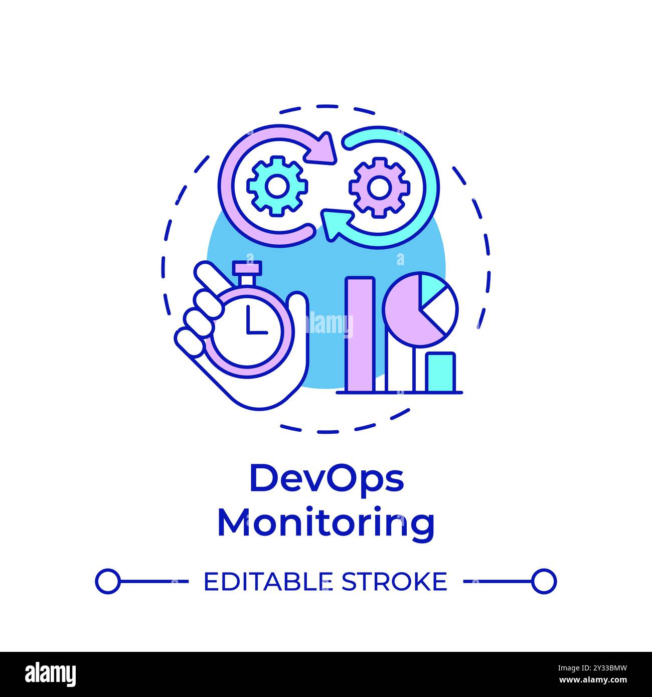 Symbol für Multi-Color-Überwachung von DevOps Stock Vektor
