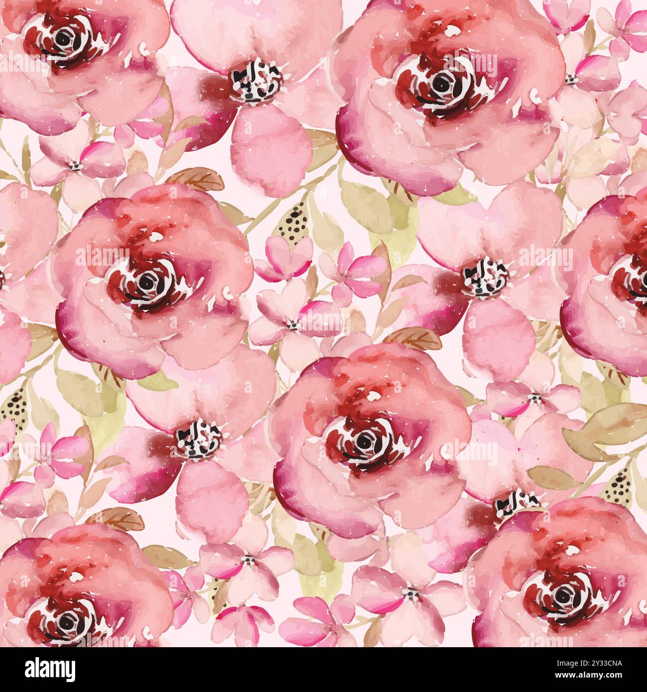 Hintergrund mit rosafarbenem Blumenmuster. Hintergrund mit Blumenmuster in Aquarellfarben. Vektor-Kunstwerk der rosa Blume, Tapete des floralen Musters Hintergrund. Stock Vektor