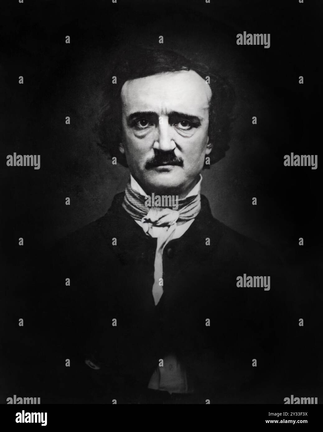 Porträt des amerikanischen Schriftstellers, Dichters, Herausgebers und Literaturkritikers Edgar Allan Poe (1809–1849) retuschiert - Daguerreotype von W. S. Hartshorn, 1848, C. T. Tatman, um 1904 Stockfoto