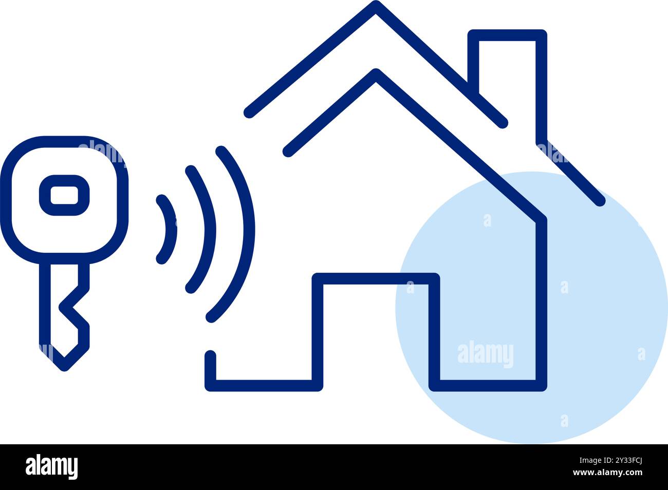 Haus, Schlüssel und wlan-Symbol. Smart Home Access, Wireless Security und Property Management. Pixelperfektes, bearbeitbares Konturvektorsymbol Stock Vektor