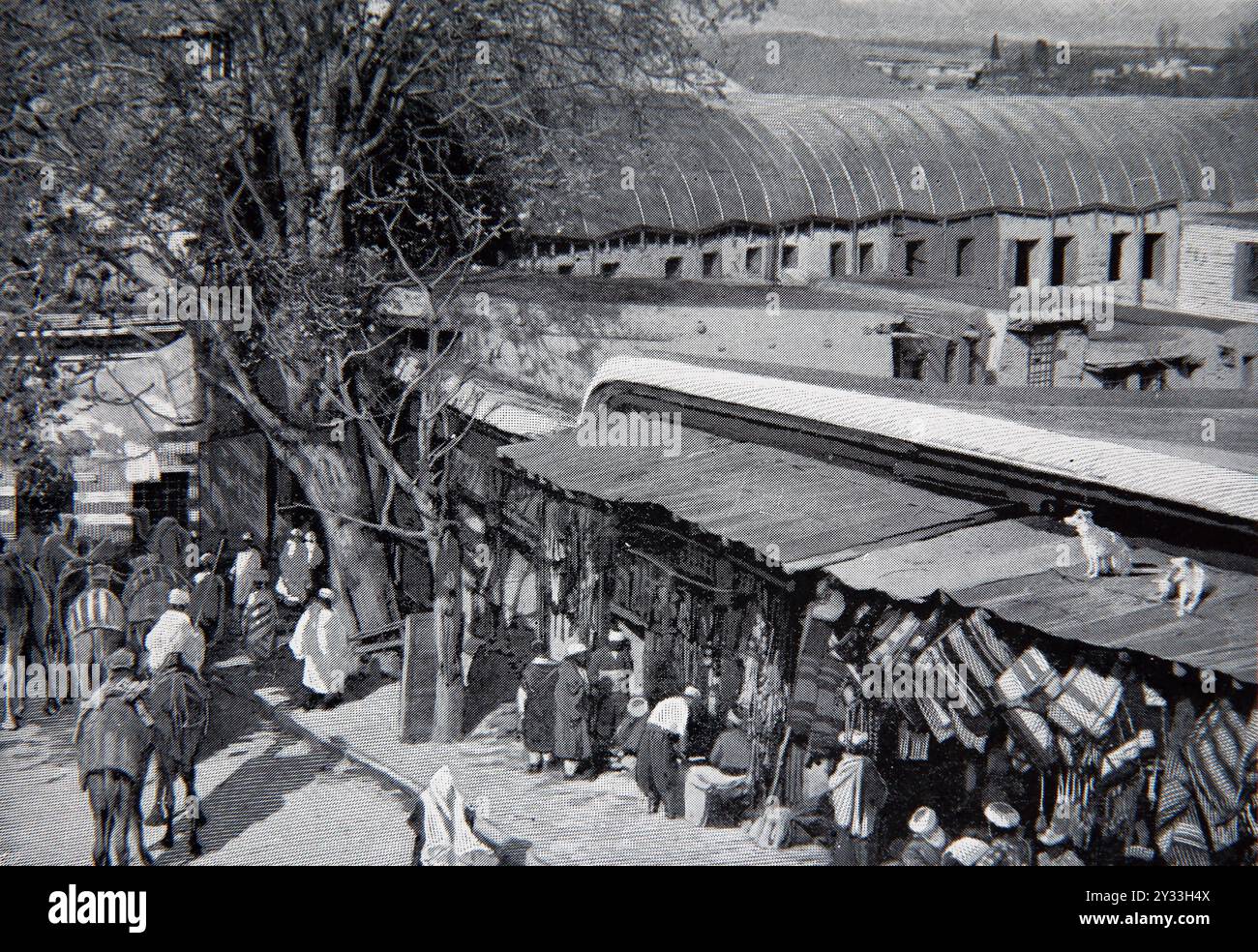 Historische Fotografie einer Marktszene in Damaskus Syrien in der Antike National Comprehensive Family Bible aus dem 19. Jahrhundert (illustrierte Familie) Stockfoto