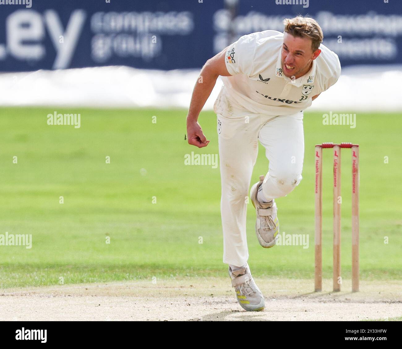 Aufgenommen in Worcester, Großbritannien am 12. September 2024 im Worcestershire County Cricket Club, New Road, Worcester, das Bild ist während des Vitality County Championship Matches 2024 zwischen Worcestershire CCC und Warwickshire CCC. Das Bild ist nur für redaktionelle Zwecke bestimmt – eine Gutschrift an Stu Leggett über Alamy Live News Stockfoto