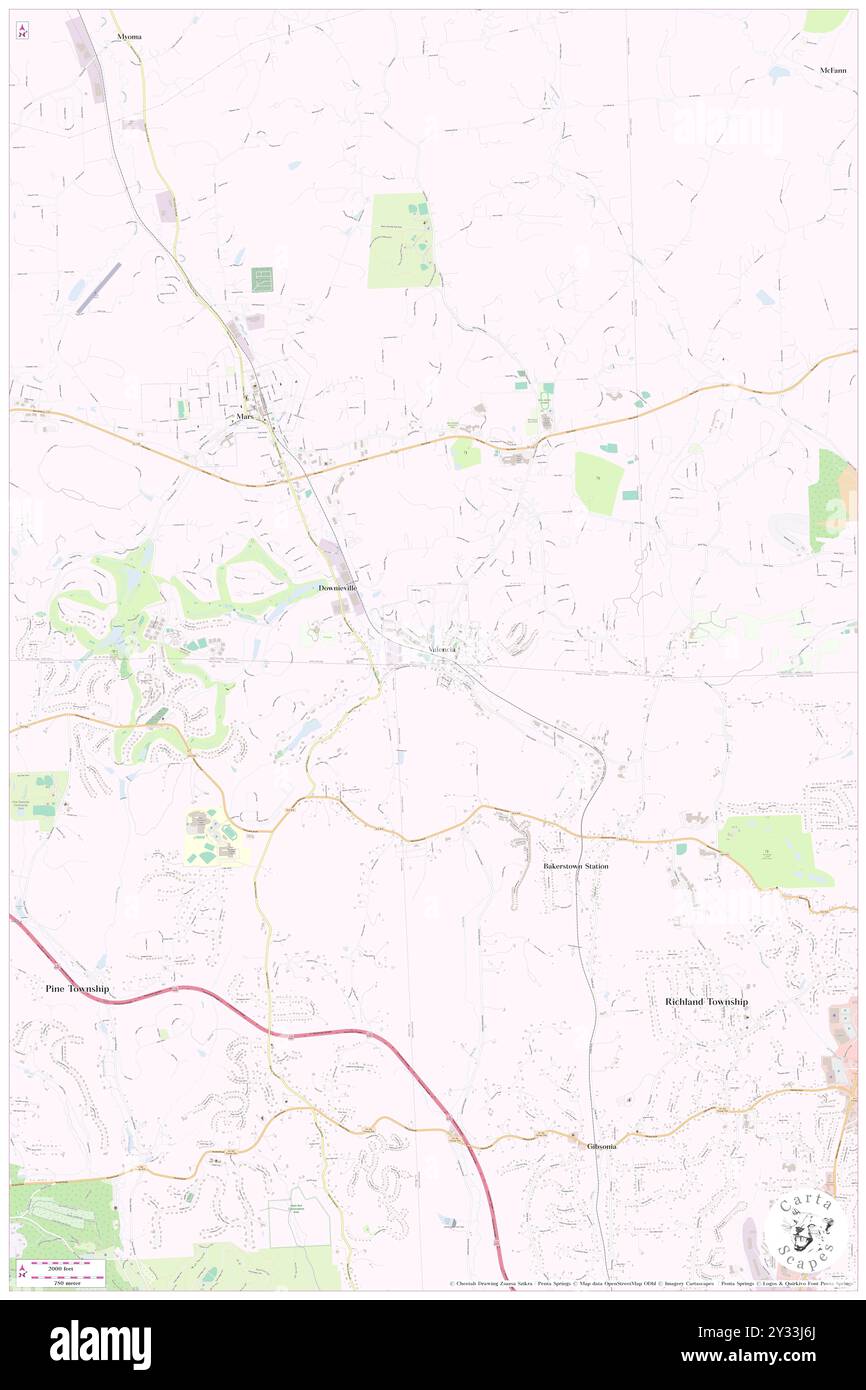 Valencia, Butler County, USA, USA, Pennsylvania, n 40 40' 29'', S 79 59' 22'', Karte, Cartascapes Map, veröffentlicht 2024. Erkunden Sie Cartascapes, eine Karte, die die vielfältigen Landschaften, Kulturen und Ökosysteme der Erde enthüllt. Reisen Sie durch Zeit und Raum und entdecken Sie die Verflechtungen der Vergangenheit, Gegenwart und Zukunft unseres Planeten. Stockfoto