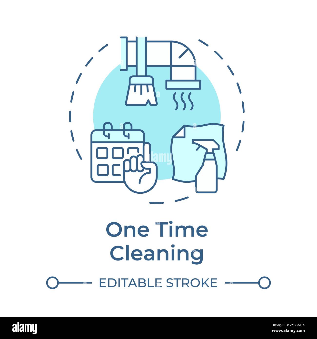 Symbol für einmaliges Reinigen in sanftem Blau Stock Vektor