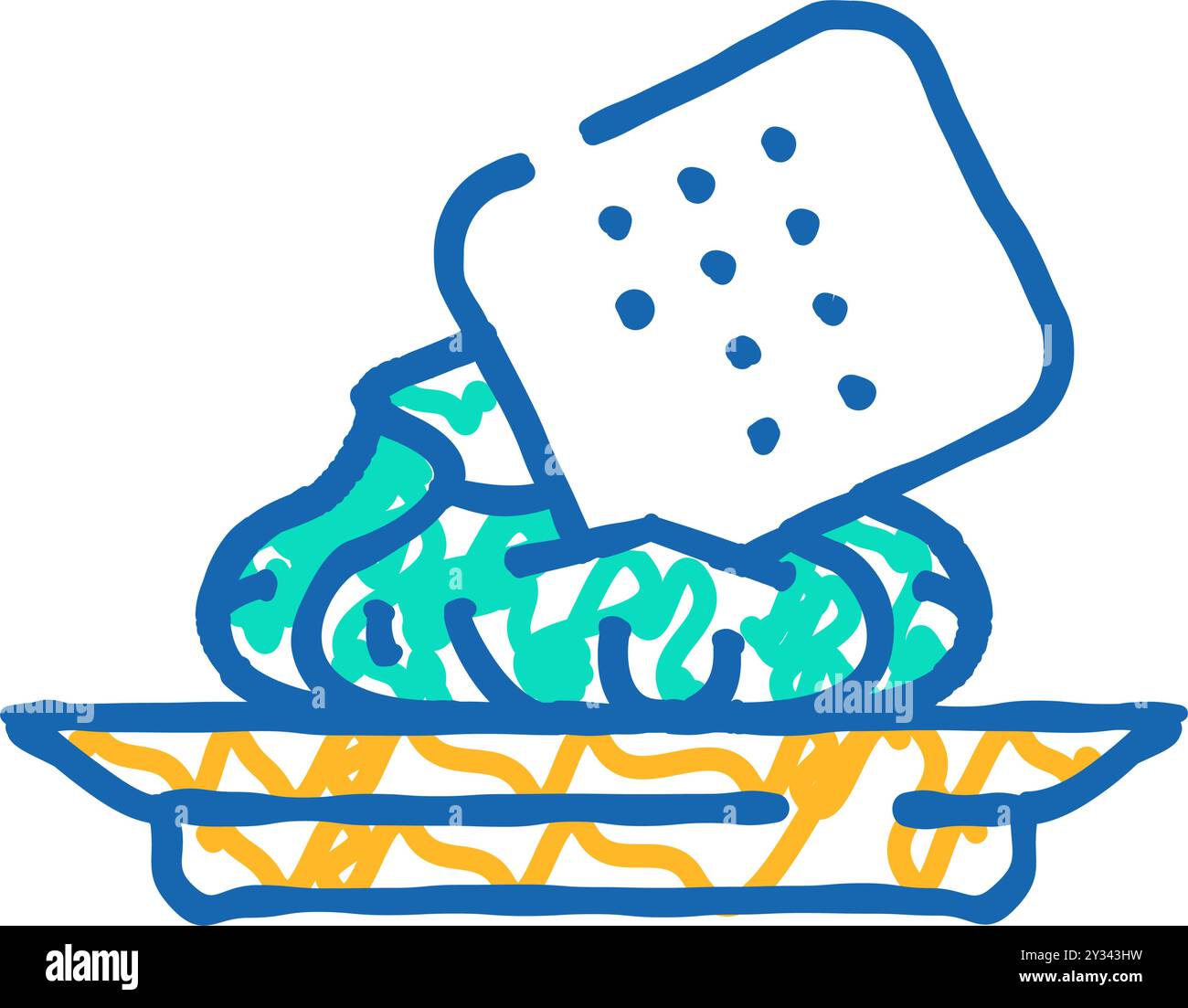 Snack mit Wasabi-Ikone-Doodle-Illustration Stock Vektor