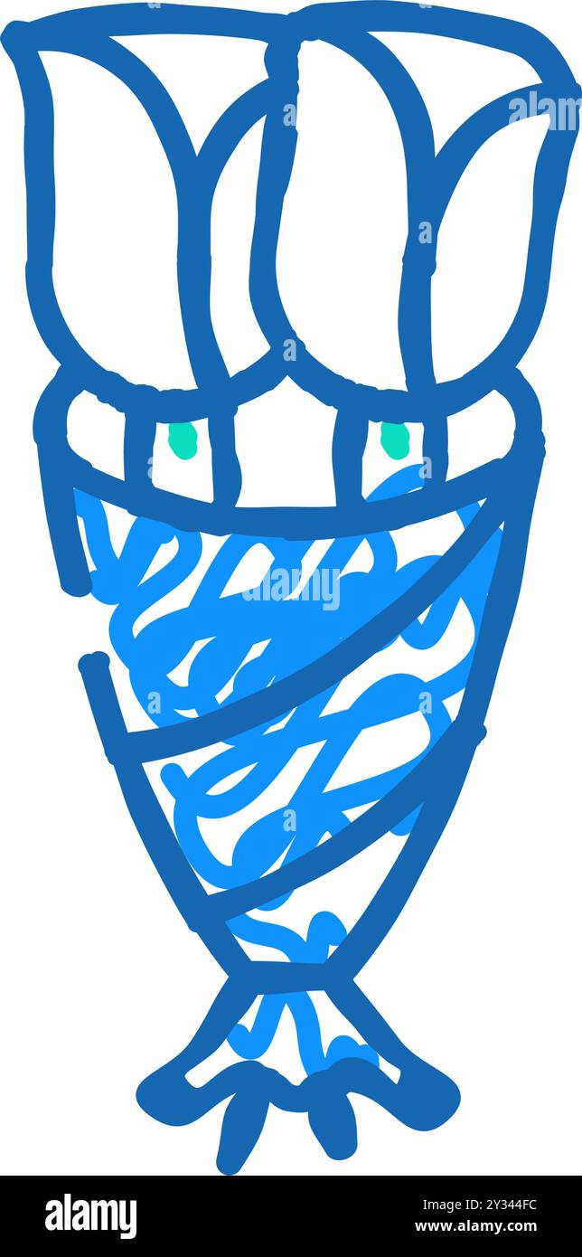 Beerdigung zwei Blumen Icon Kritzelillustration Stock Vektor