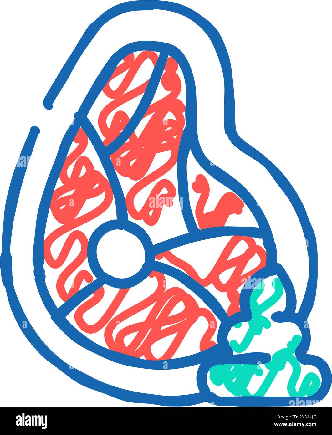 Fleisch-Wasabi-Ikone-Doodle-Illustration Stock Vektor