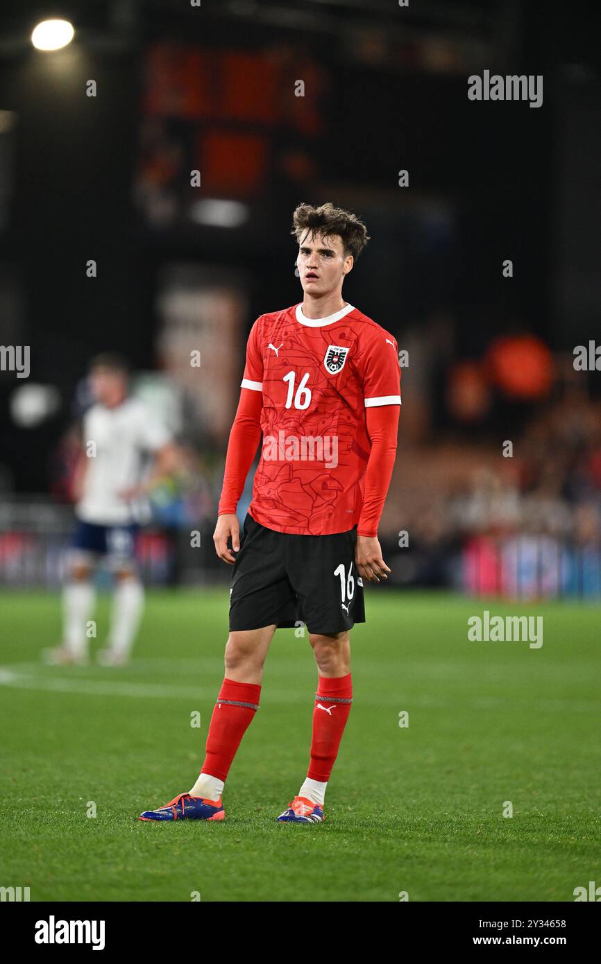 LUTON, ENGLAND - 09. SEPTEMBER: Nikolas Sattlberger von Österreich während des U21-Freundschaftsspiels zwischen England und Österreich bei Kenilworth R Stockfoto