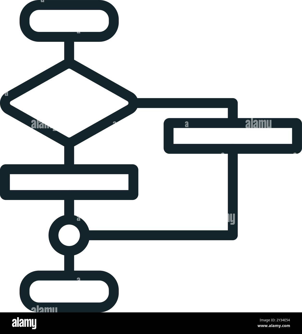 Einfaches Flussdiagramm zur Darstellung des Entscheidungsprozesses künstlicher Intelligenz Stock Vektor