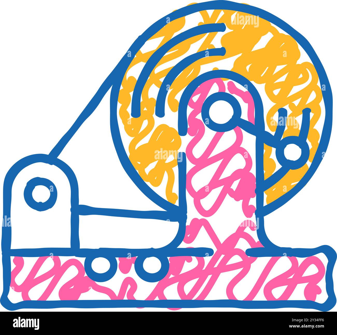 Testgeräte elektromagnetische Symbol Kritzelillustration Stock Vektor