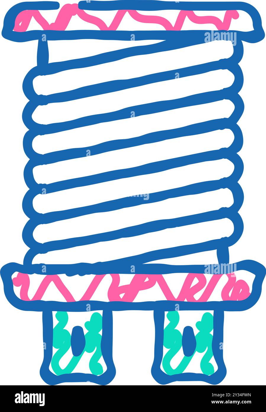 Elektromagnetisches Symbol der Spule - Kritzelillustration Stock Vektor