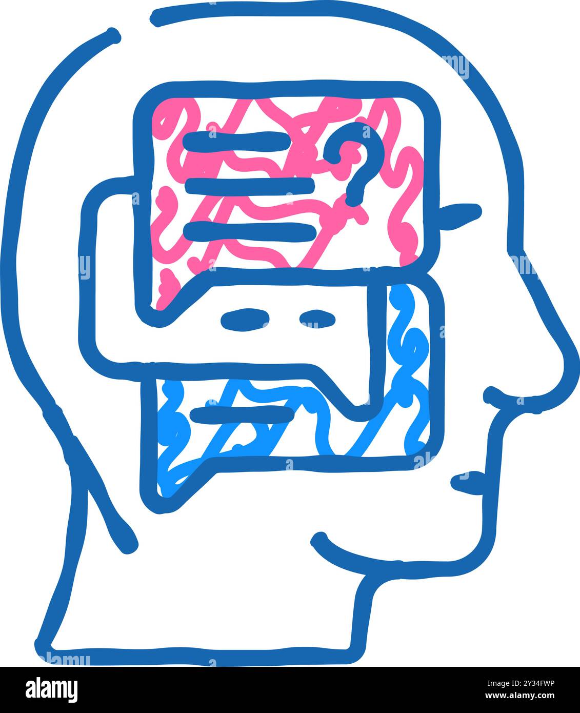 Diskussion in der Illustration der Kopf-Icon-Kritzelei Stock Vektor