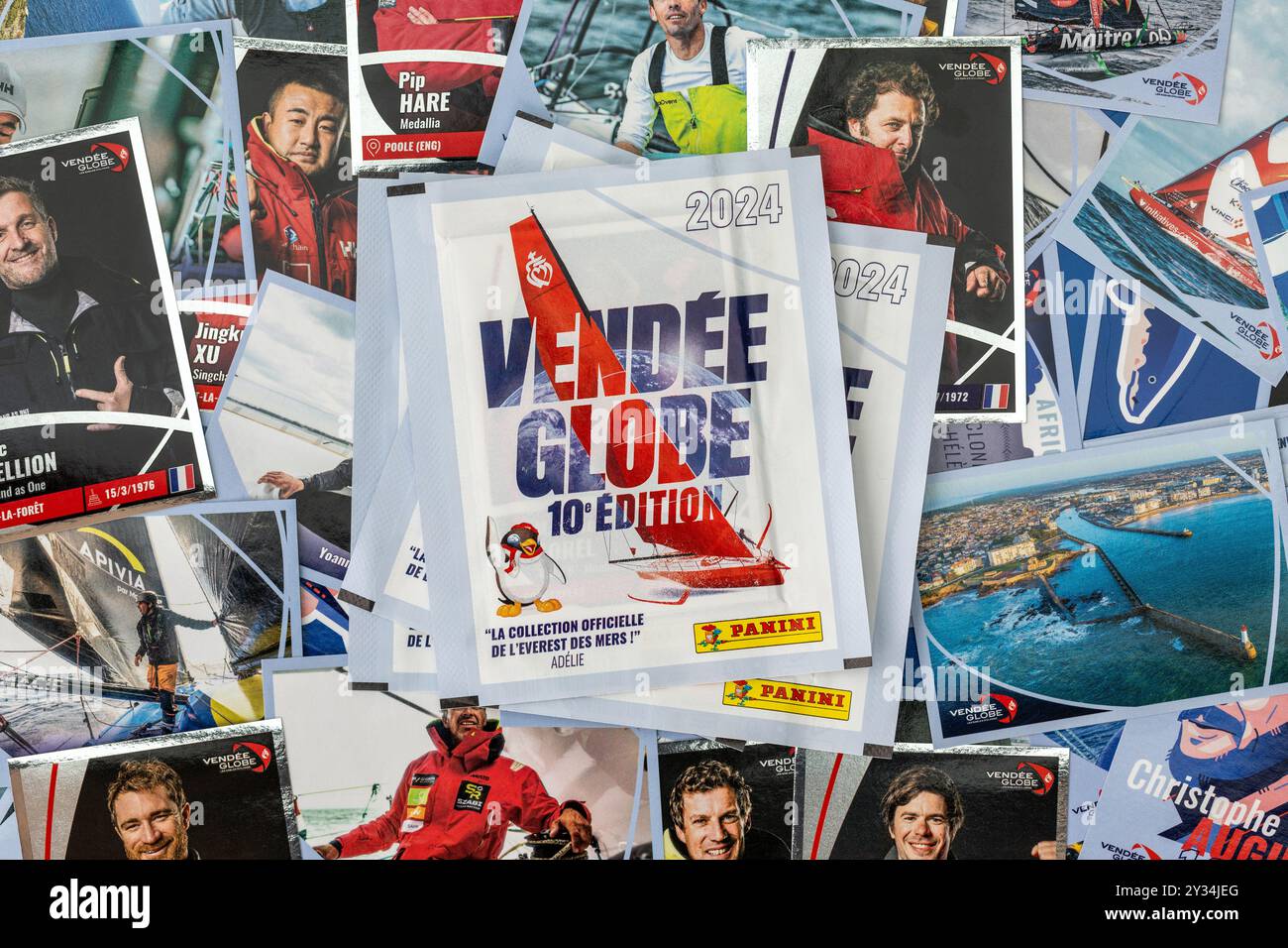 PANINI - Blister Vendée Globe - 12 Pochettes + 1 Offerte - 65 Stickers - Album Officiel - Édition 2024
