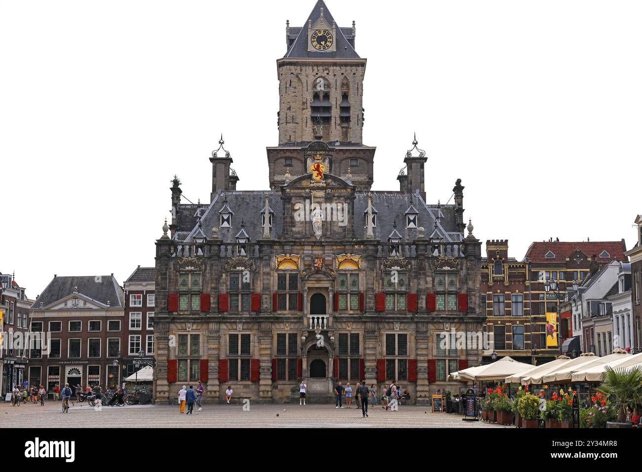 Historische Altstadt von Delft, ehemaliges Rathaus von Delft, Stadhuis, am Marktplatz, Delft, Südholland, Zuid-Holland, Niederlande Stockfoto
