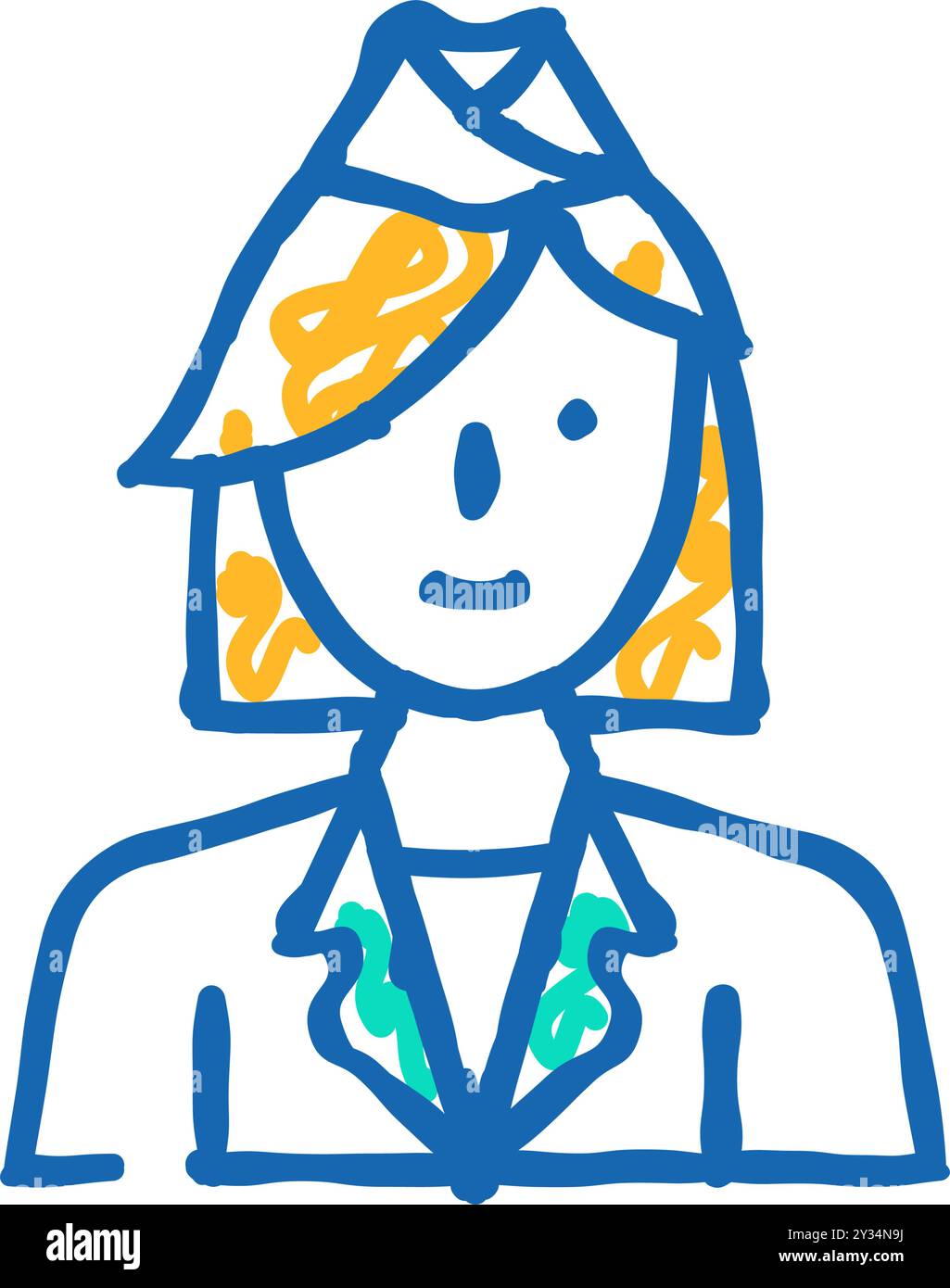 Stewardess-Frau-Beruf-Ikone-Illustration Stock Vektor