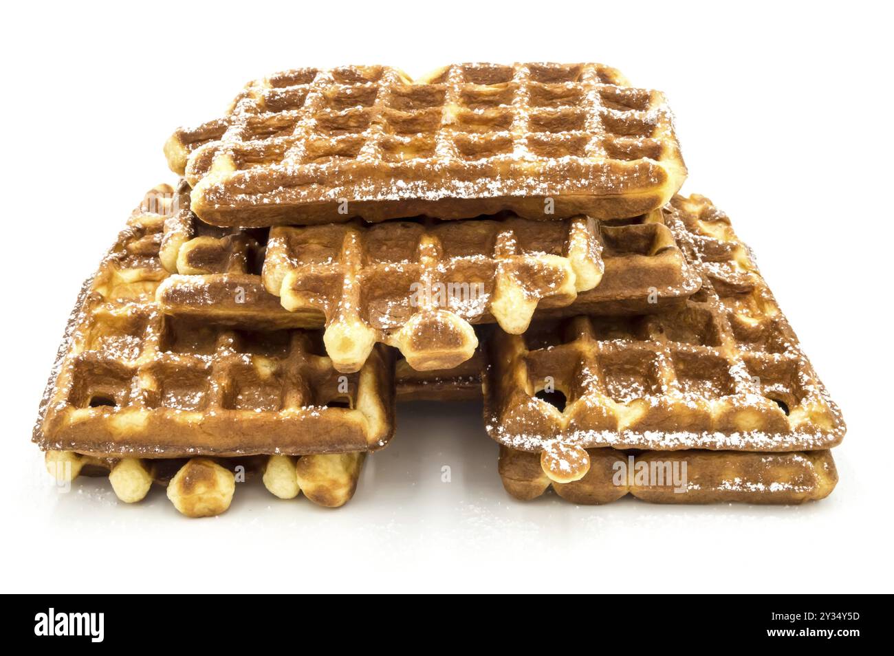 Mit belgischen Waffeln auf weißem Hintergrund Stockfoto