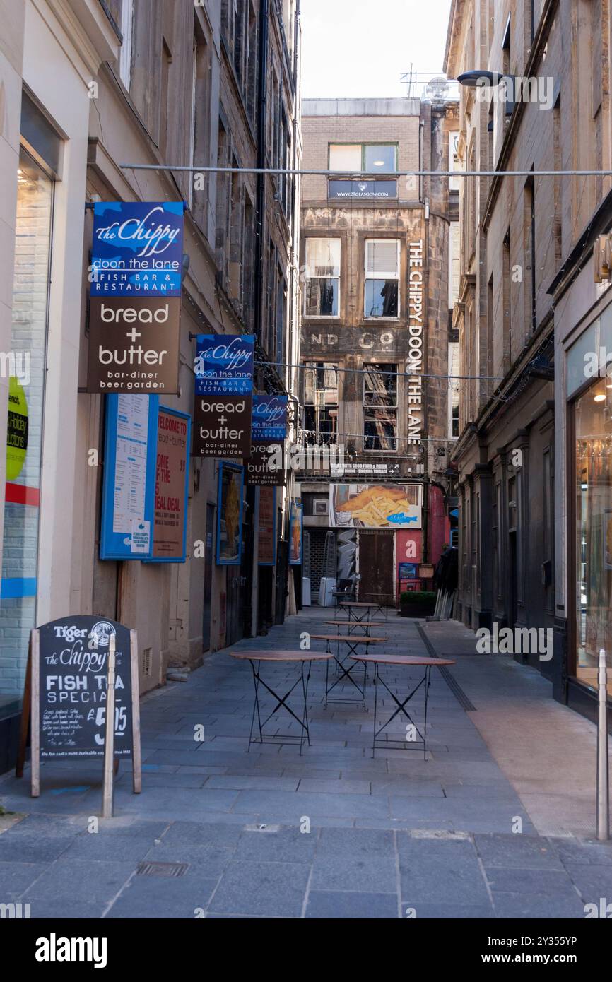 The Chippy Doon the Lane, Glasgow, Fischbar und Restaurant. Stockfoto