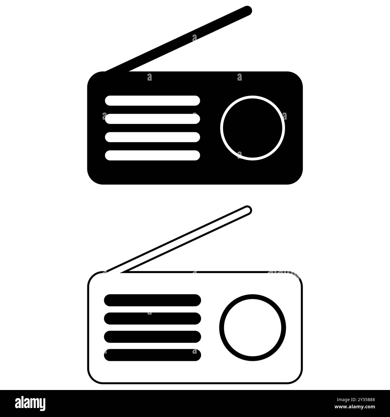 Altes Funkgerät. Einfache Illustration. Illustration des Radiokymbols, Icon isoliert für UKW-Rundfunk, Geschäftskonzept von Radiocast. Vintage-Radio. Flaches Symbol des Funkgeräts Stock Vektor