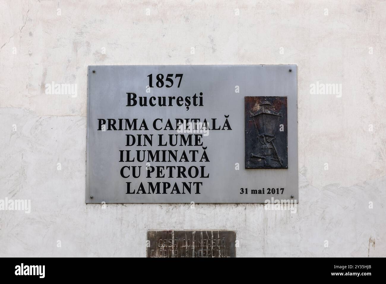 Bukarest, Rumänien, die erste Hauptstadt der Welt, die Gas-Straßenlaternen benutzt Stockfoto