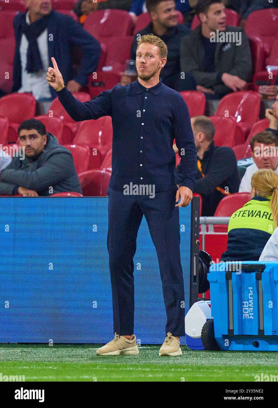 DFB-Trainer Julian Nagelsmann, Bundestrainer, Nationaltrainer, beim Spiel der UEFA Nations League 2024 IN DEN NIEDERLANDEN. , . Am 10. September 2024 in Amsterdam, NL. Fotograf: ddp Images/STAR-Images Credit: ddp Media GmbH/Alamy Live News Stockfoto