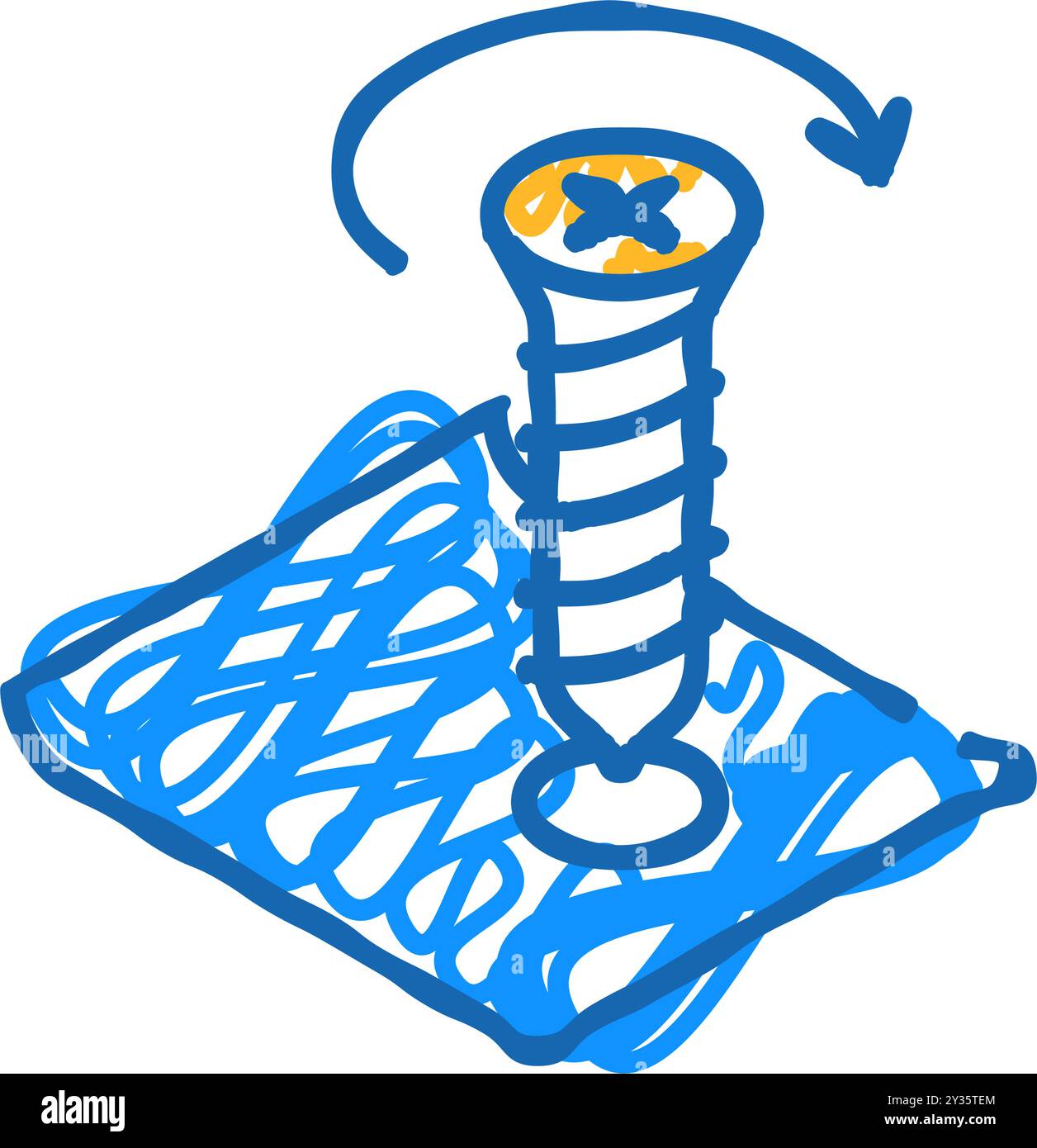 Ziehen Sie die Schraubendreher-Baugruppe fest, Möbelsymbol-Kritzelillustration Stock Vektor