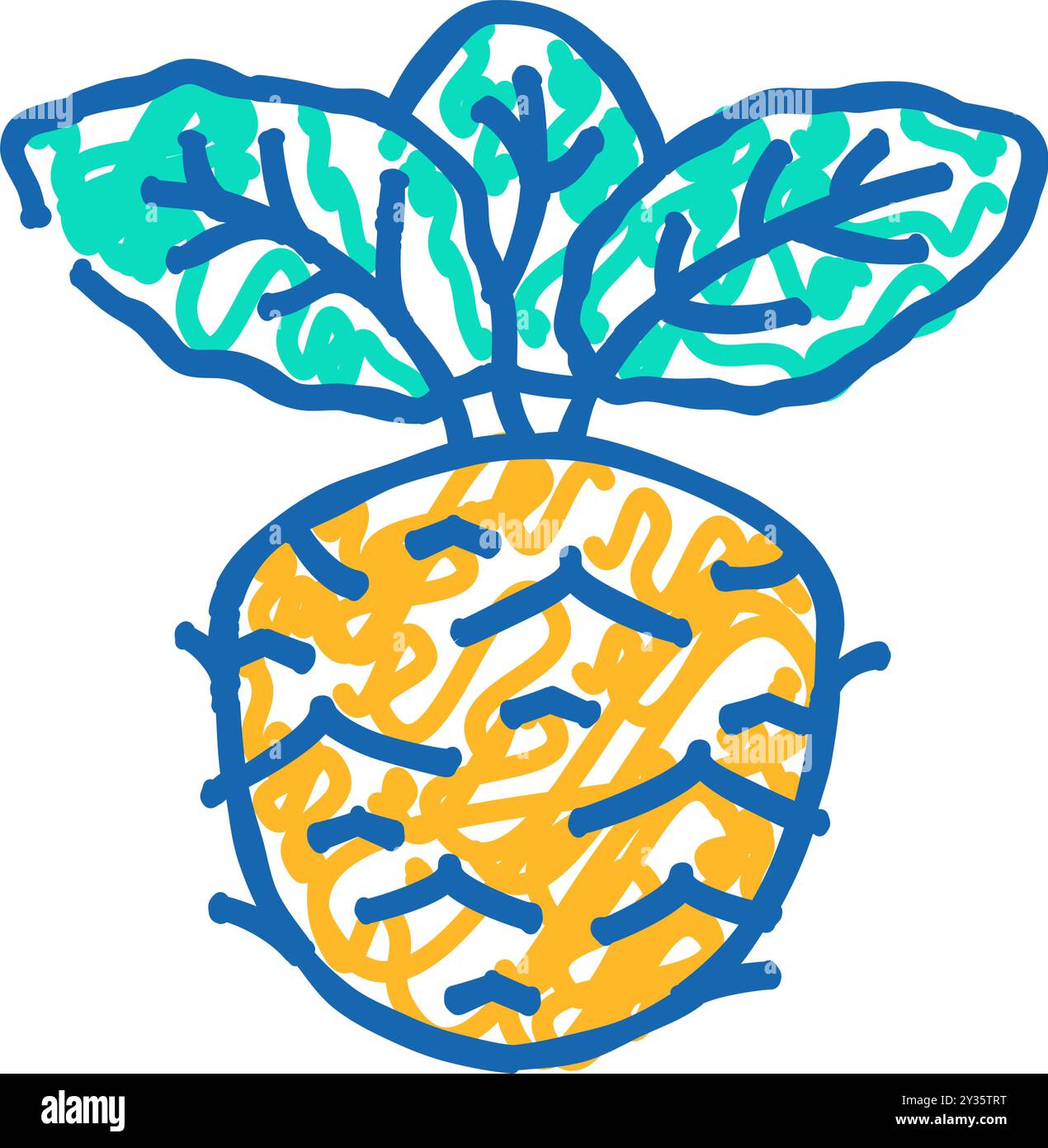 Kohlrabi-Kohl-Symbol-Doodle-Illustration Stock Vektor