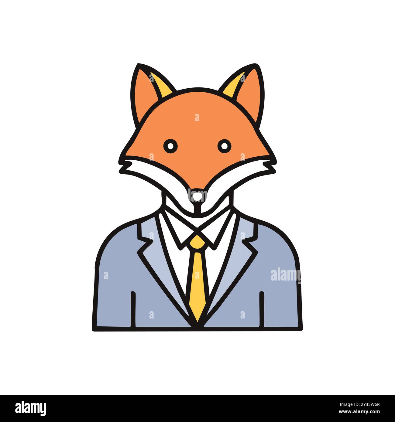 Fox im Anzug. Cartoon Fuchs mit Anzug und Krawatte. Klug, listig, listig, listig, geschäftlich, Arbeit, Büro, Kleidung, Outfit, Mode. Stock Vektor