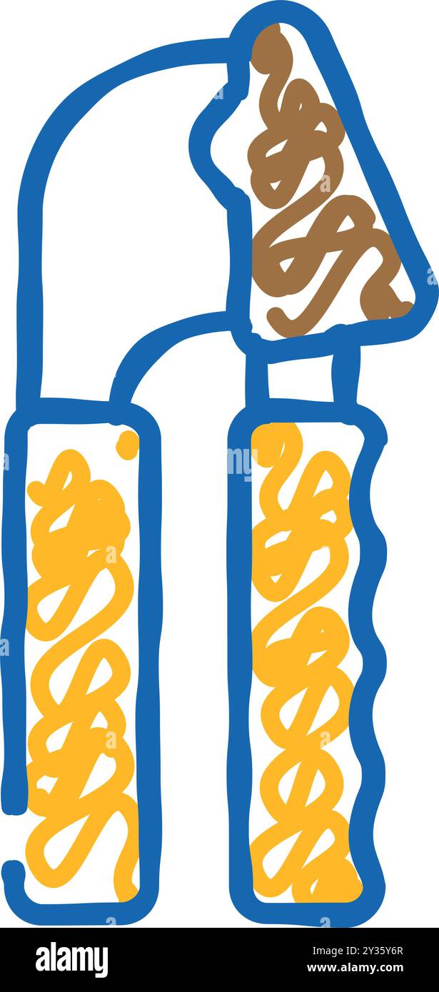Knoblauchpresse Küche Icon Kritzelillustration Stock Vektor