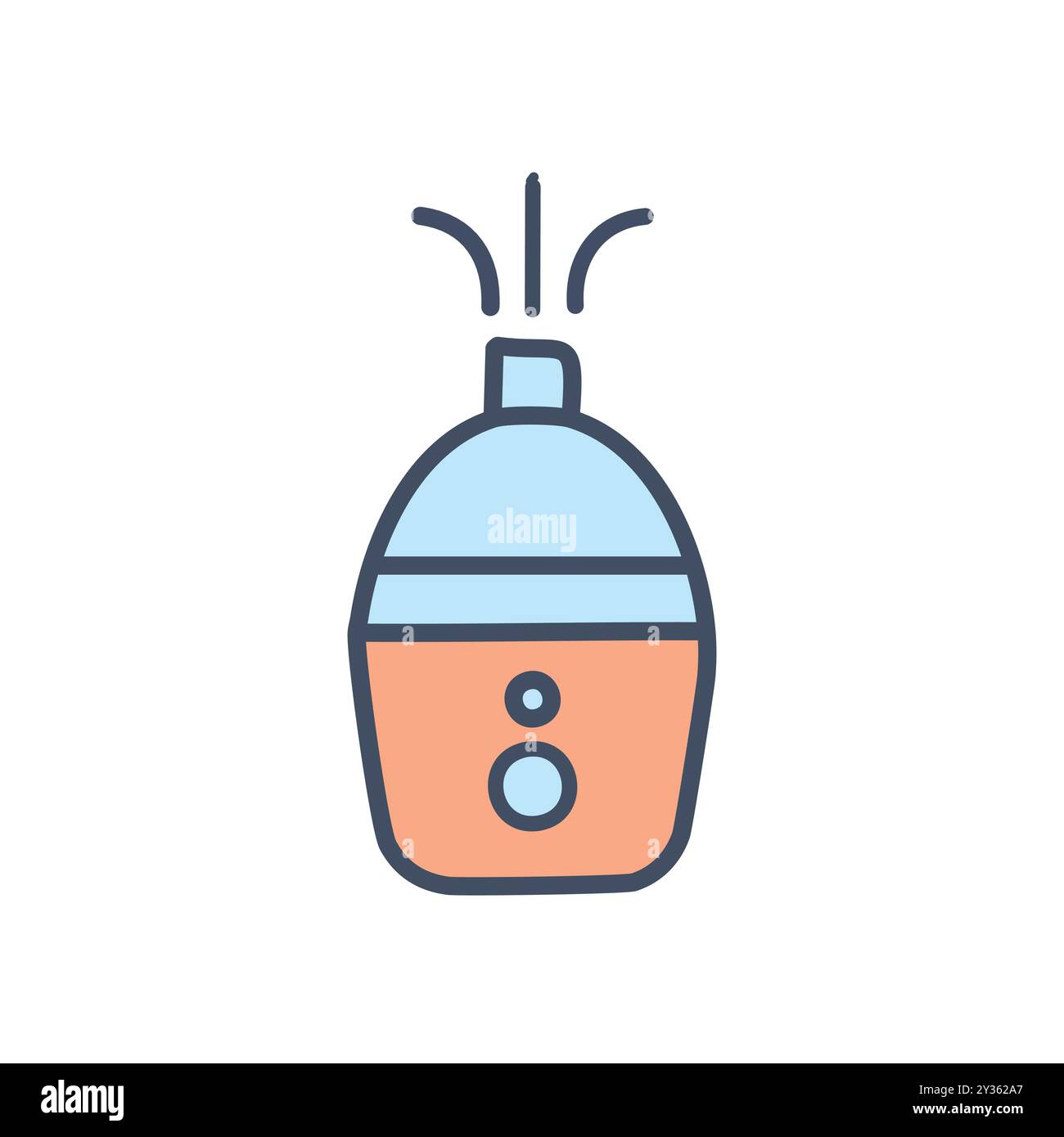 Symbol für Luftbefeuchter. Buntes Symbol für Luftbefeuchter in Zeichentrickfilmen. Haushaltsgerät, das Feuchtigkeit an die Luft abgibt. Stock Vektor