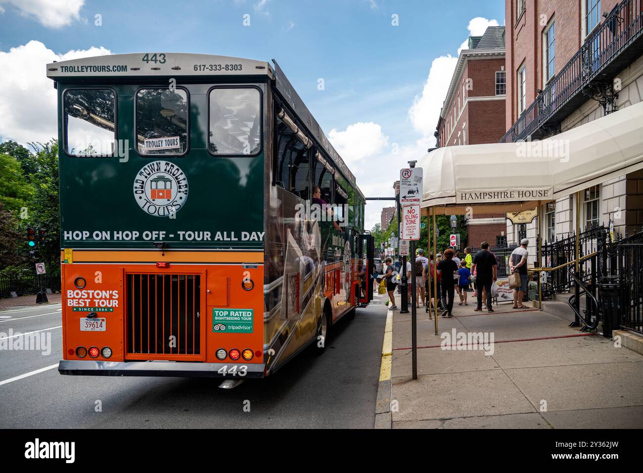 Boston Old Town Trolley-Touren in der Innenstadt von Boston, Massachusetts, USA. Stockfoto