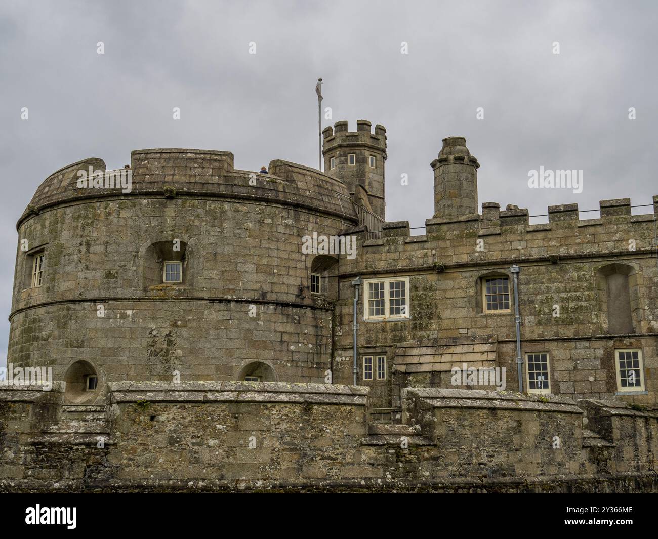 Pendennis Castle, Bewölkter Tag, Falmouth, Cornwall, England, GROSSBRITANNIEN, GB. Stockfoto