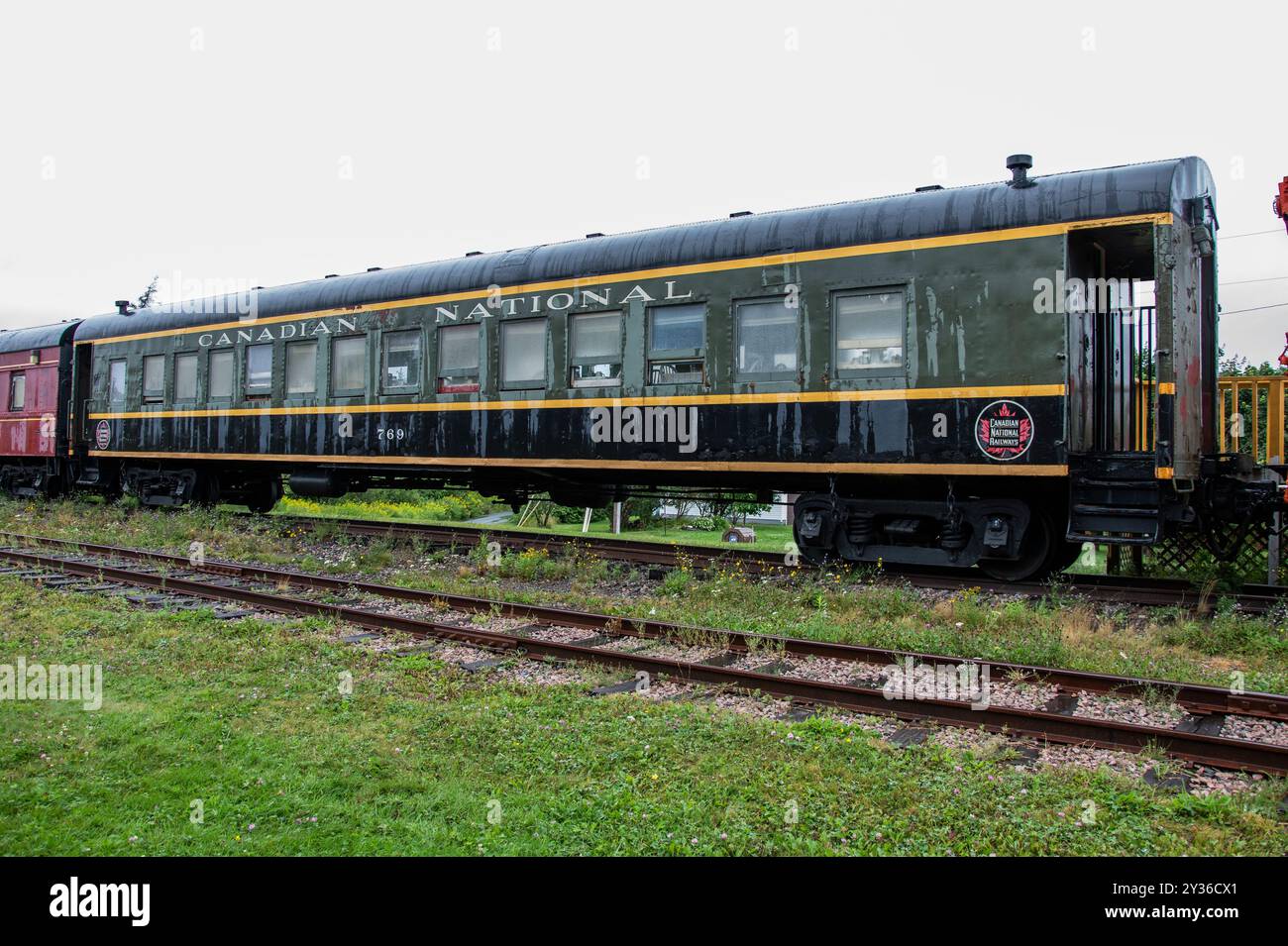 CN Dining Rail Car im Eisenbahnmuseum in Avondale, Neufundland & Labrador, Kanada Stockfoto