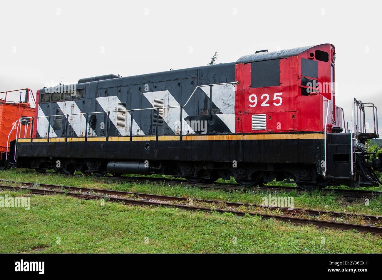 925 Eisenbahnwaggon im Eisenbahnmuseum in Avondale, Neufundland & Labrador, Kanada Stockfoto