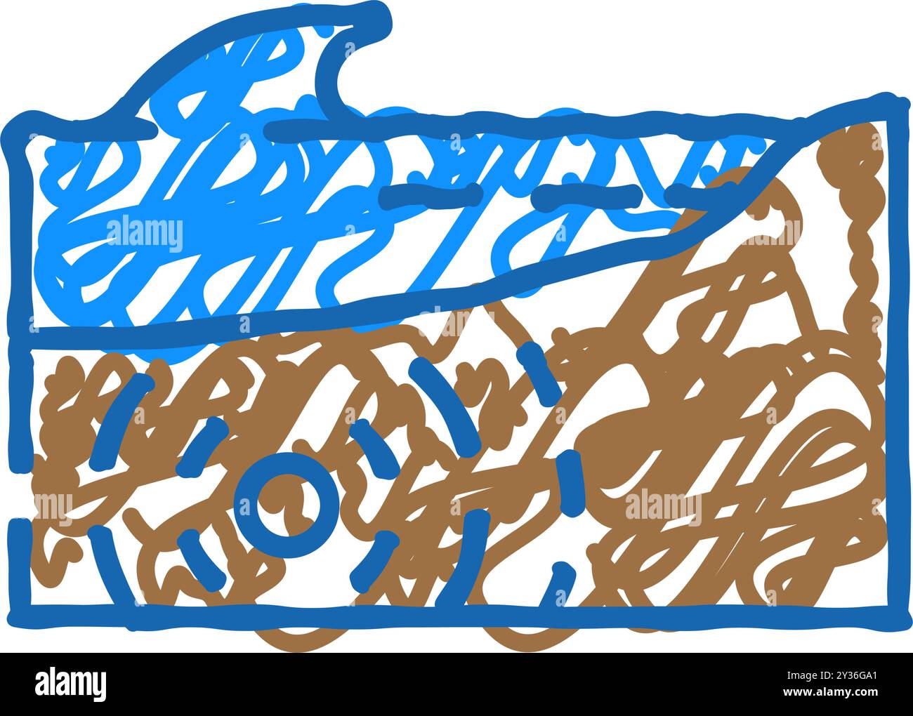 Tsunami-Erdbeben-Symbol Kritzelillustration Stock Vektor
