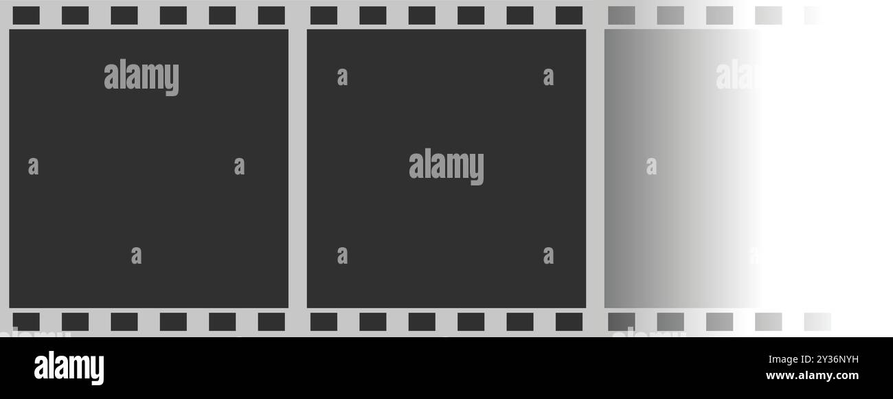 Ein leerer 35-mm-Filmstreifen endet und verblasst auf der rechten Seite zu weiß Stock Vektor