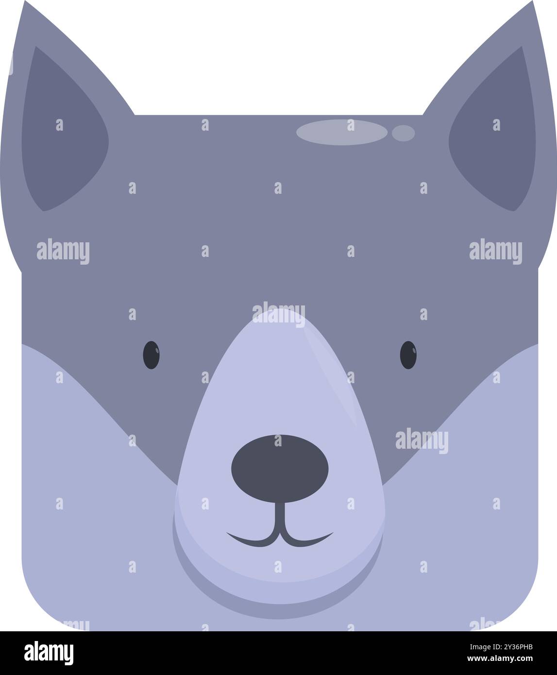 Quadratisches Cartoon-Wolfsgesicht mit freundlichen Details Stock Vektor