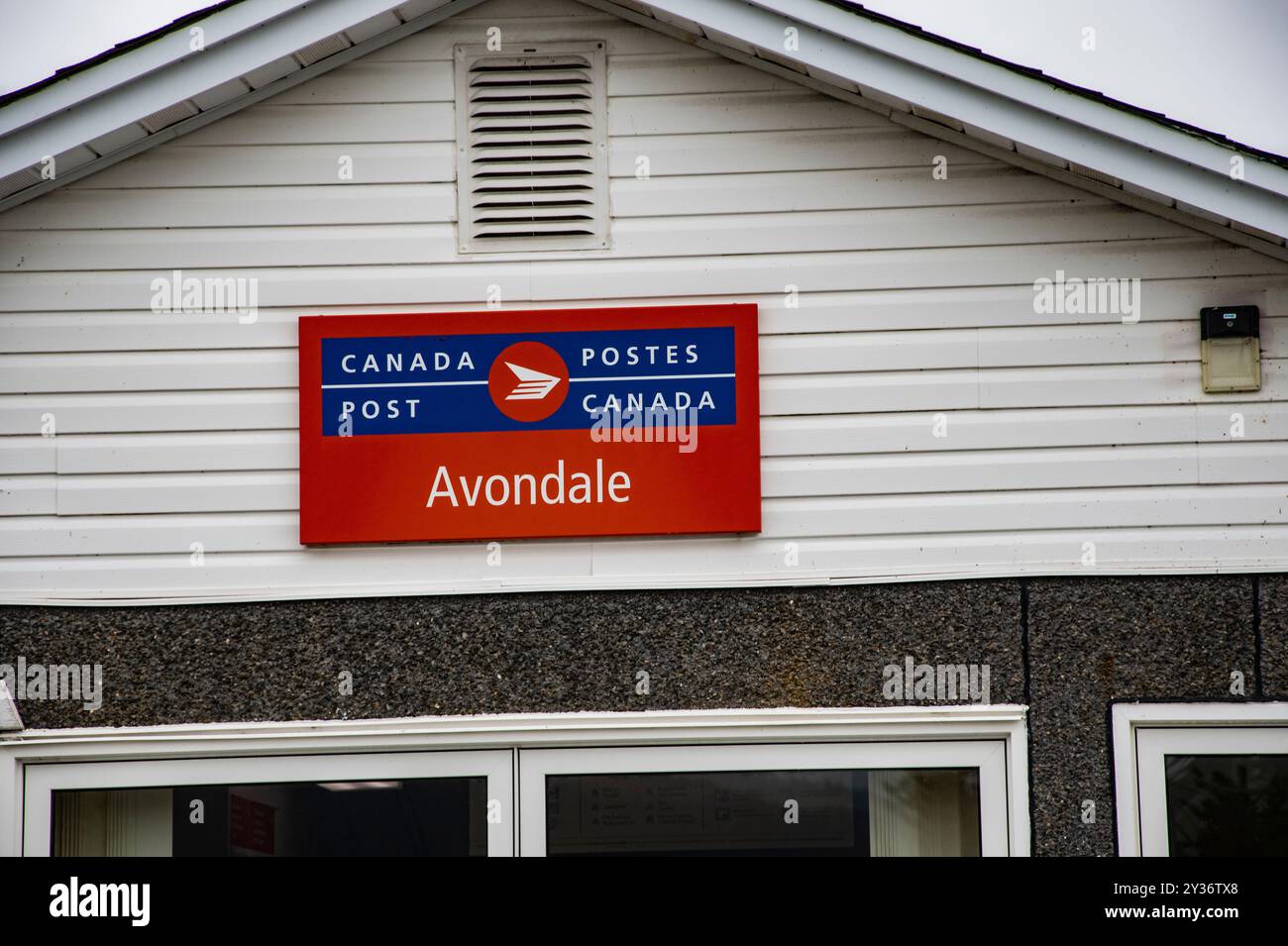 Postschild am Conception Bay Highway in Avondale, Neufundland & Labrador, Kanada Stockfoto