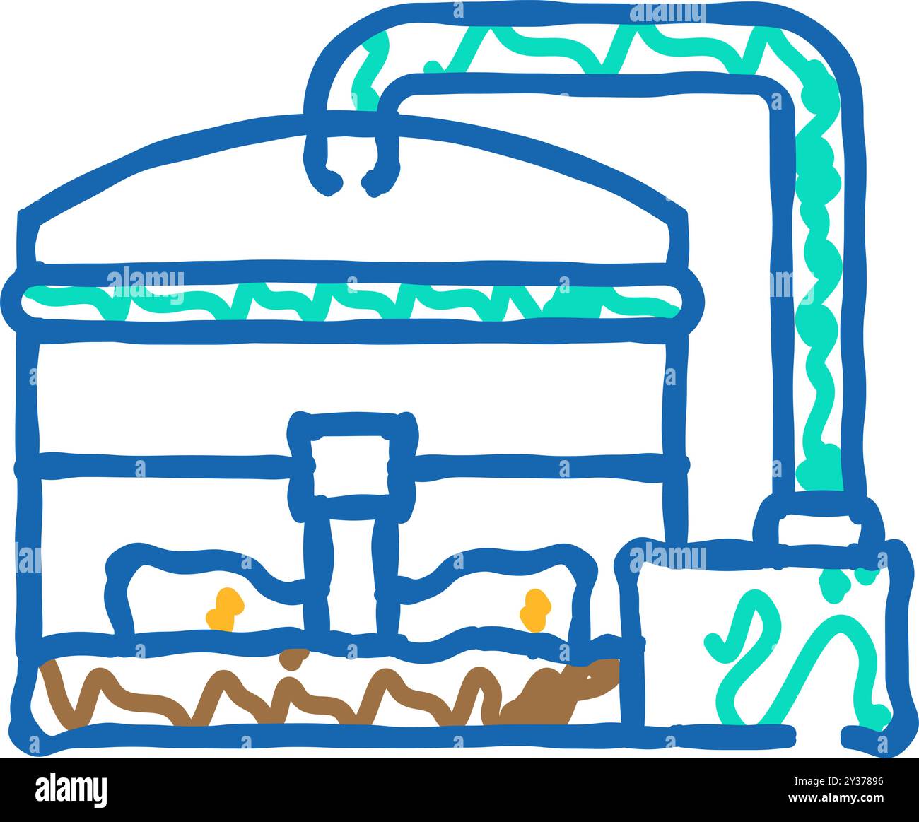 Biogasanlage Biomasse Energie Icon Kritzelillustration Stock Vektor