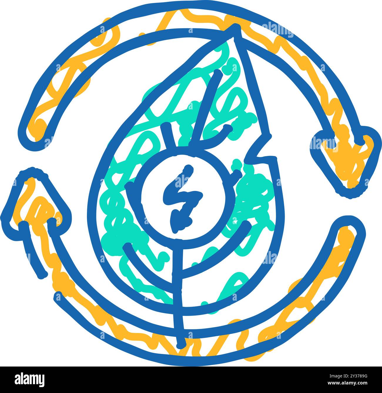 Konvertierung Biomasse Energie Icon Kritzelillustration Stock Vektor
