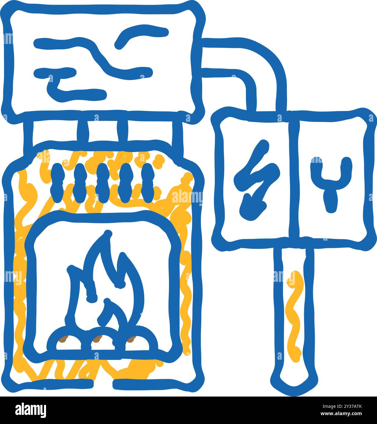 Verbrennung Biomasse Energie Icon Kritzelillustration Stock Vektor