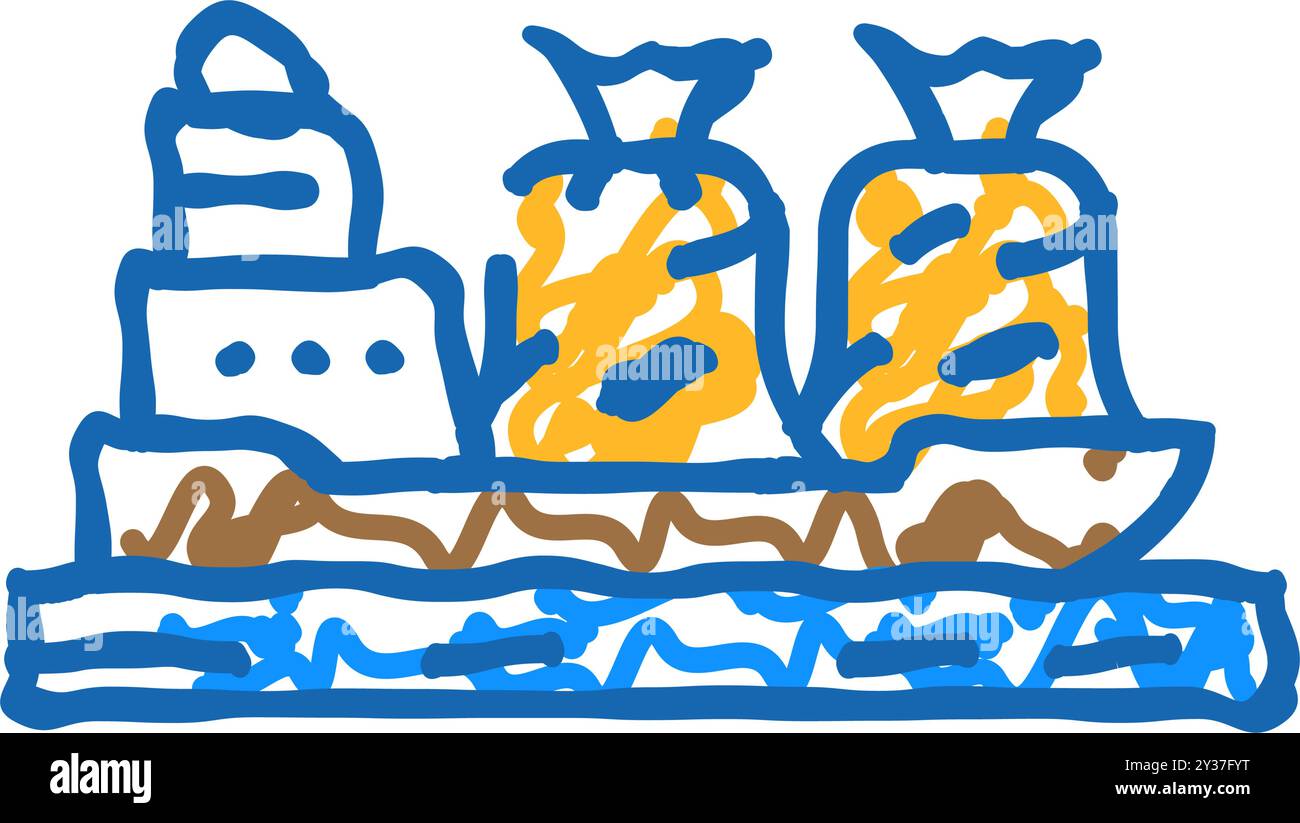 Export Holz Pellets Symbol Kritzelillustration Stock Vektor