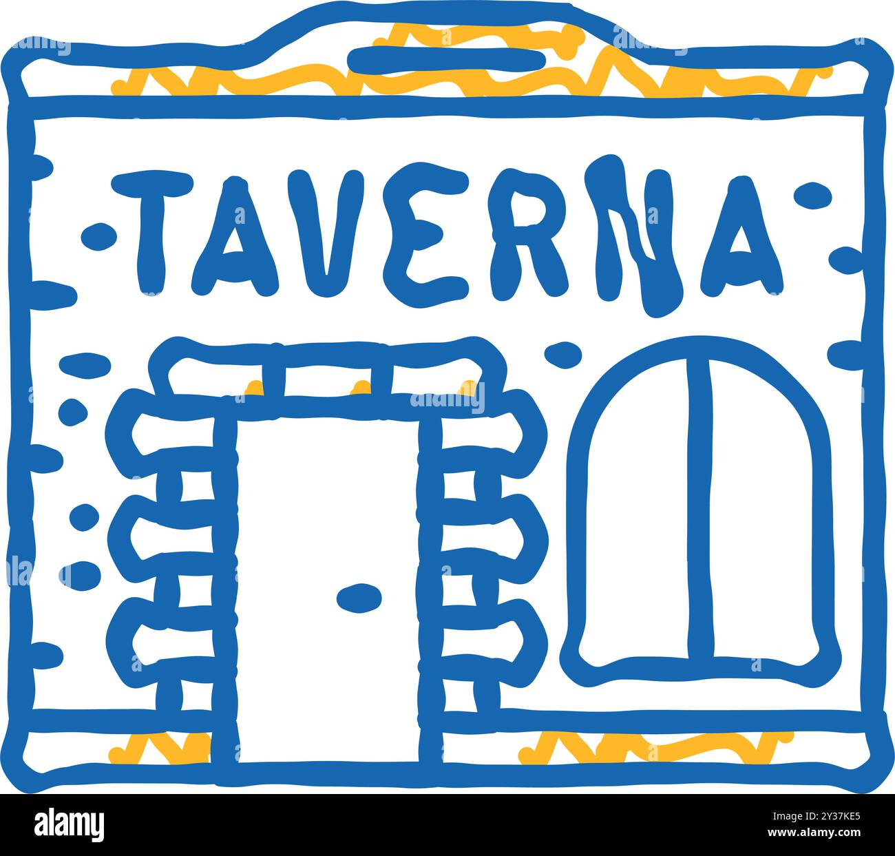 Taverna Street Cafe Icon Kritzelillustration Stock Vektor