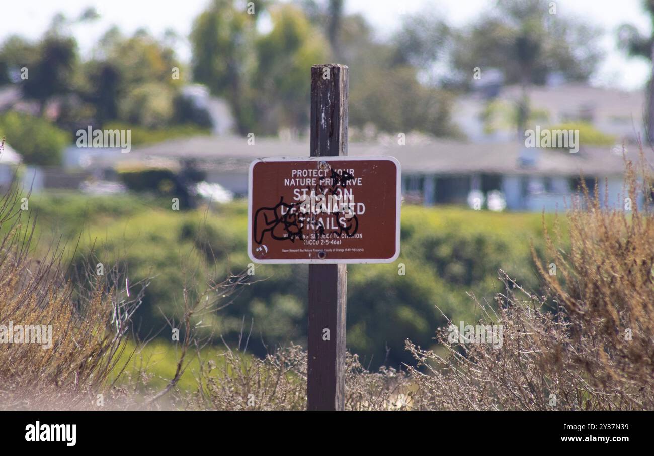 Habitat Restoration Area (Bereich zur Wiederherstellung von Lebensräumen): Schild nicht eingeben Stockfoto