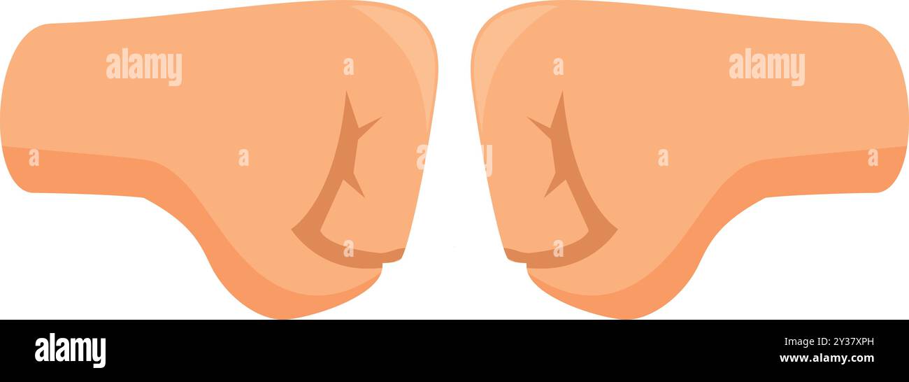 Zwei Fäuste stehen einander gegenüber, die Knöchel sind für einen Kampf vorbereitet Stock Vektor
