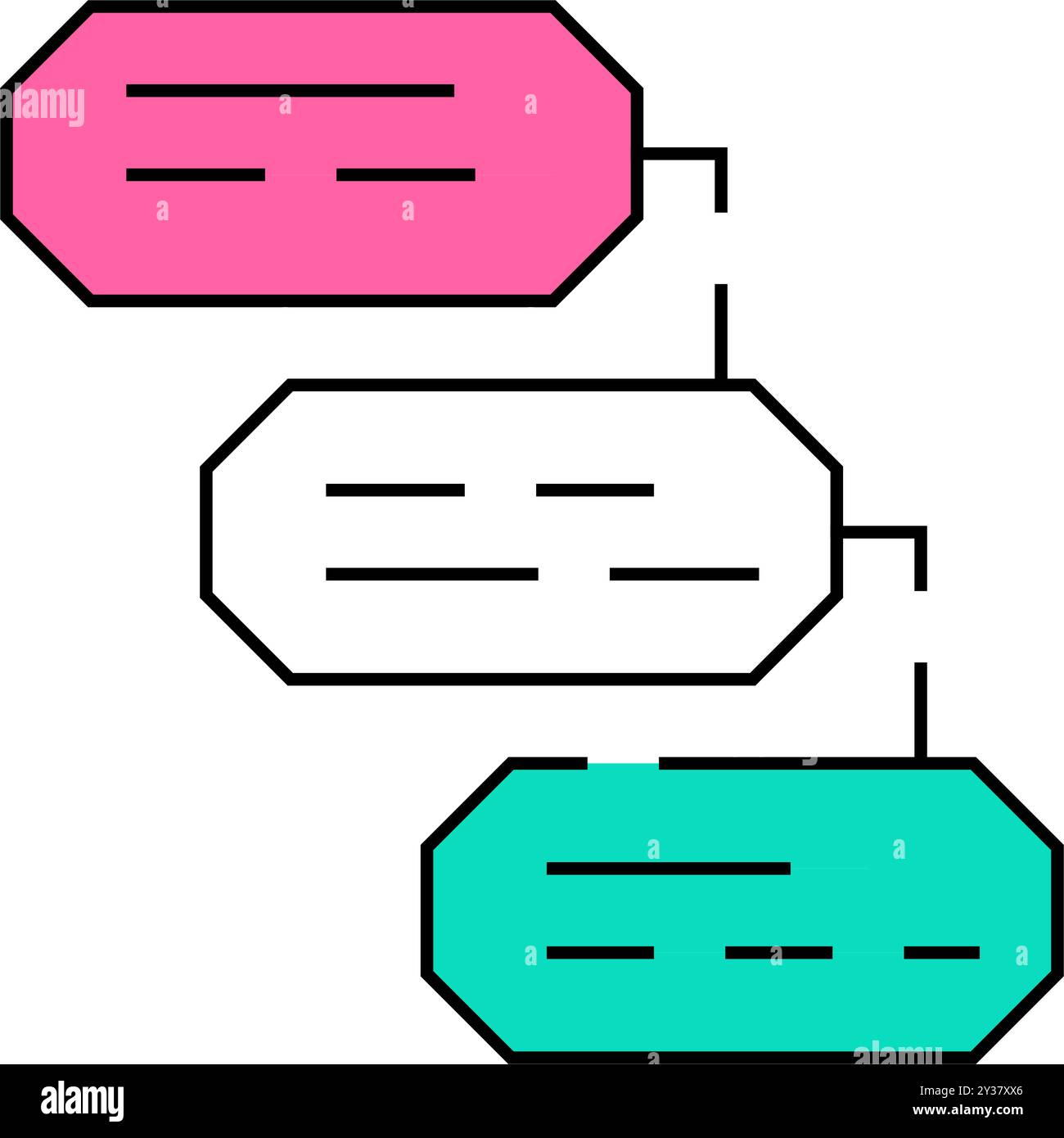 Farbdarstellung des Symbols für die Analysesequenz Stock Vektor