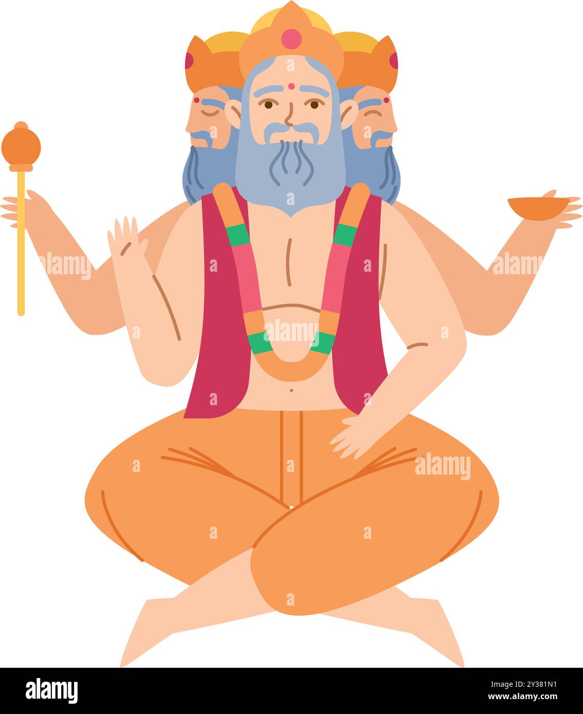 brahma Schöpfungsgott aus hinduismus Religion isoliert Stock Vektor